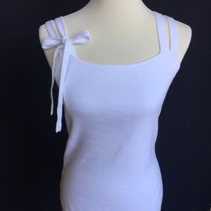 Loft white sleeveless shirt with tie